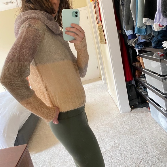 Knitted & Knotted Anthropologie Mohair Blend Open Knit Cowl Neck Sweater - Picture 5 of 11